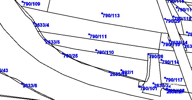 Parcela st. 790/110 v KÚ Litice u Plzně, Katastrální mapa