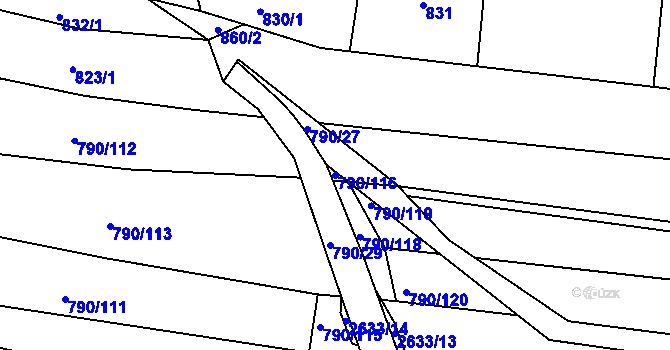 Parcela st. 790/116 v KÚ Litice u Plzně, Katastrální mapa