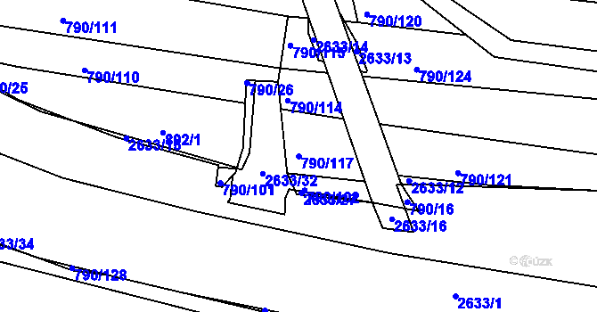 Parcela st. 790/117 v KÚ Litice u Plzně, Katastrální mapa