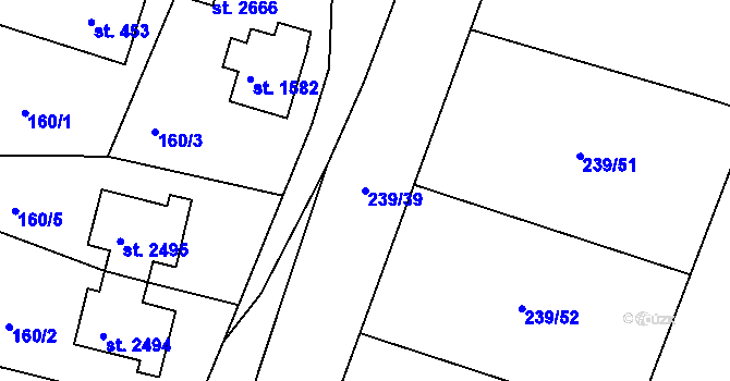 Parcela st. 239/39 v KÚ Litice u Plzně, Katastrální mapa