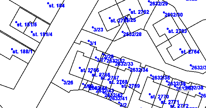 Parcela st. 3/28 v KÚ Litice u Plzně, Katastrální mapa