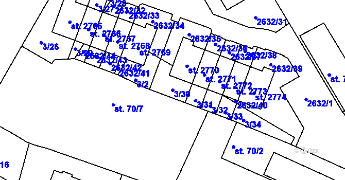Parcela st. 3/30 v KÚ Litice u Plzně, Katastrální mapa