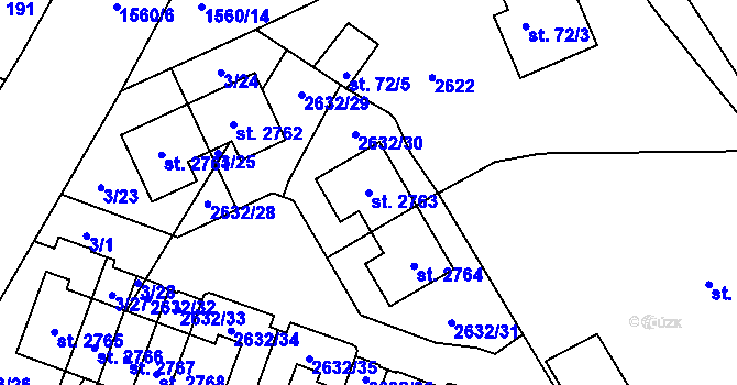 Parcela st. 2763 v KÚ Litice u Plzně, Katastrální mapa