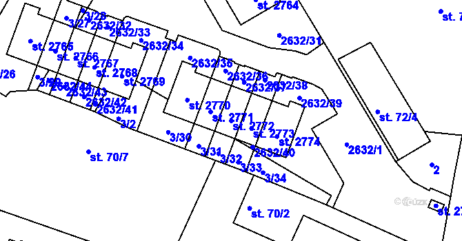 Parcela st. 2772 v KÚ Litice u Plzně, Katastrální mapa