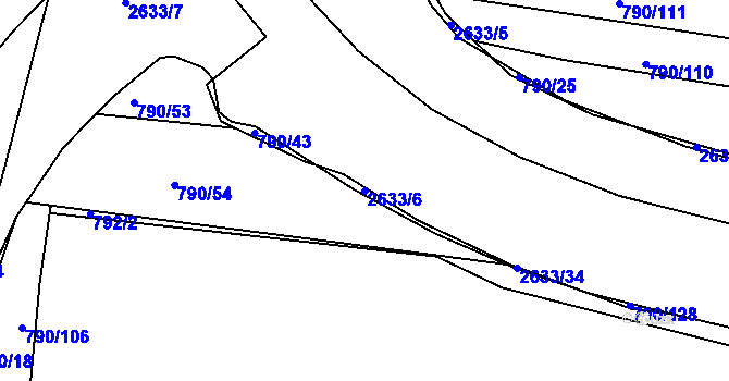 Parcela st. 2633/6 v KÚ Litice u Plzně, Katastrální mapa