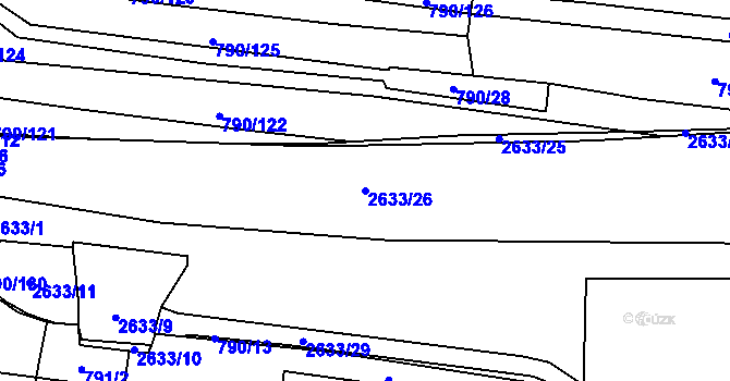 Parcela st. 2633/26 v KÚ Litice u Plzně, Katastrální mapa