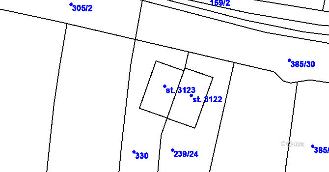 Parcela st. 3123 v KÚ Litice u Plzně, Katastrální mapa