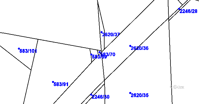 Parcela st. 583/70 v KÚ Litice u Plzně, Katastrální mapa