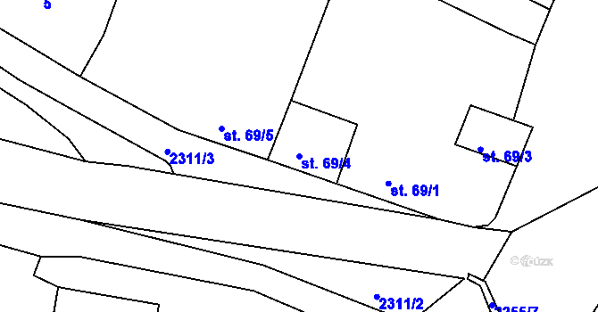 Parcela st. 69/4 v KÚ Litice u Plzně, Katastrální mapa