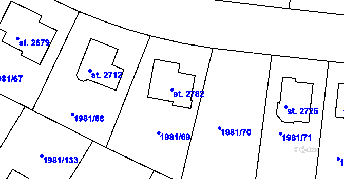 Parcela st. 2782 v KÚ Litice u Plzně, Katastrální mapa