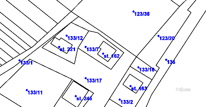 Parcela st. 162 v KÚ Pnětluky, Katastrální mapa