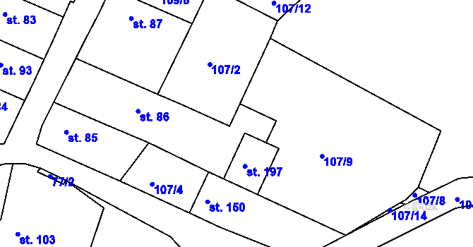 Parcela st. 199 v KÚ Pnětluky, Katastrální mapa
