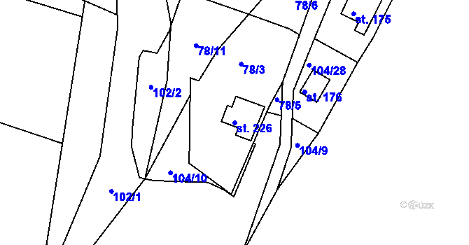 Parcela st. 226 v KÚ Pnětluky, Katastrální mapa