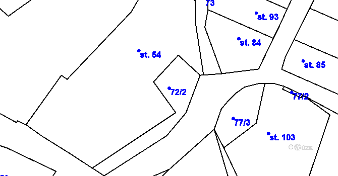 Parcela st. 72/2 v KÚ Pnětluky, Katastrální mapa