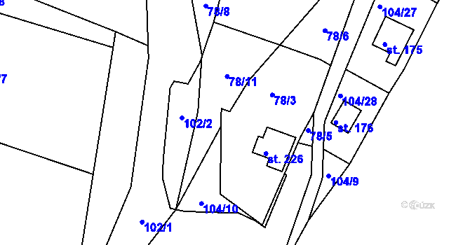 Parcela st. 78/4 v KÚ Pnětluky, Katastrální mapa