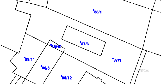 Parcela st. 87/3 v KÚ Pnětluky, Katastrální mapa