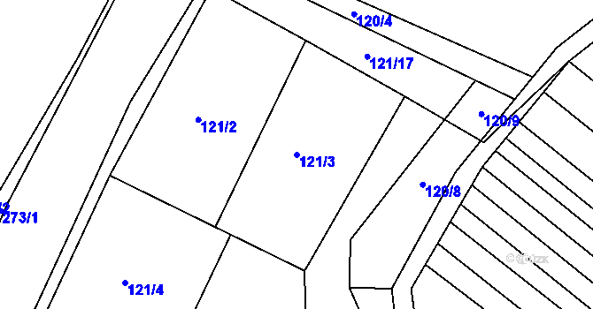 Parcela st. 121/3 v KÚ Pnětluky, Katastrální mapa