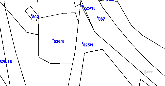 Parcela st. 525/1 v KÚ Pnětluky, Katastrální mapa