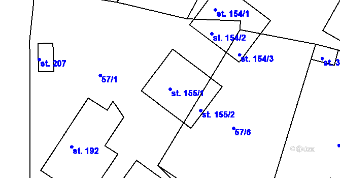 Parcela st. 155/1 v KÚ Pnětluky, Katastrální mapa