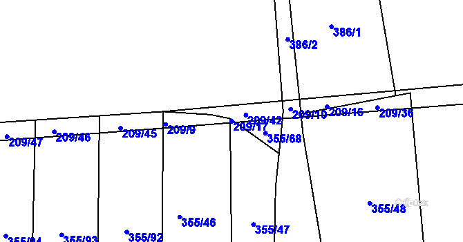 Parcela st. 209/17 v KÚ Pnětluky, Katastrální mapa