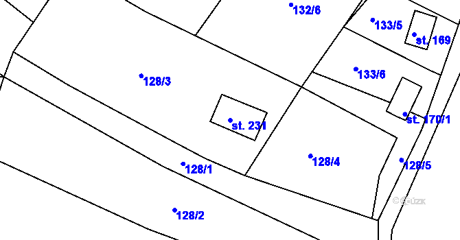 Parcela st. 231 v KÚ Pnětluky, Katastrální mapa