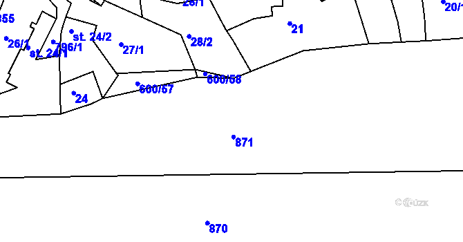 Parcela st. 600/30 v KÚ Pnětluky, Katastrální mapa
