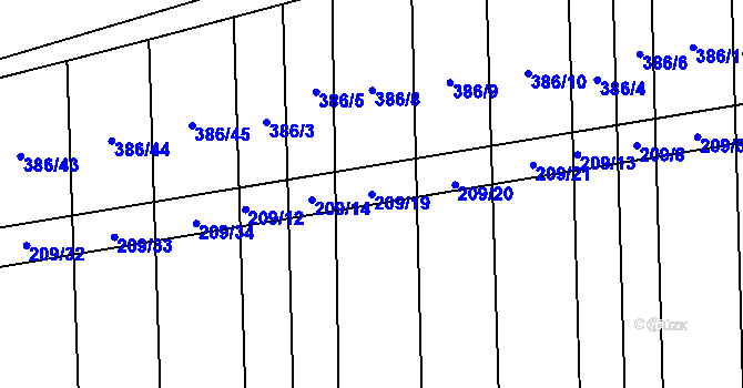 Parcela st. 209/19 v KÚ Pnětluky, Katastrální mapa