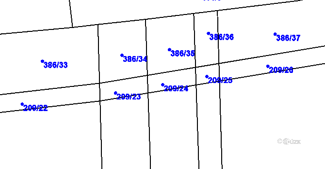 Parcela st. 209/24 v KÚ Pnětluky, Katastrální mapa
