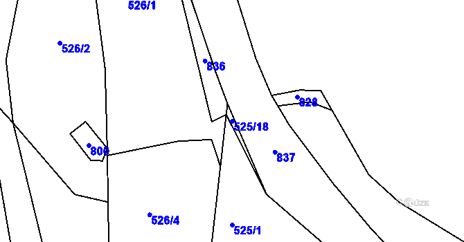 Parcela st. 525/18 v KÚ Pnětluky, Katastrální mapa