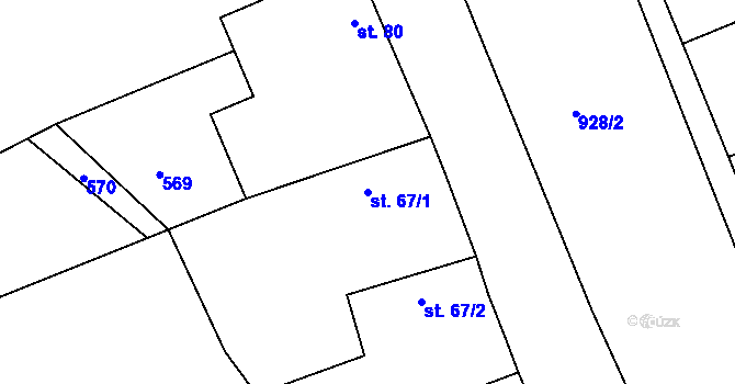 Parcela st. 67/1 v KÚ Klipec, Katastrální mapa