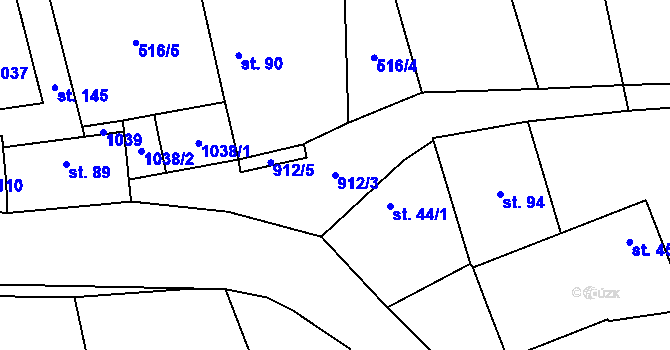 Parcela st. 912/3 v KÚ Klipec, Katastrální mapa