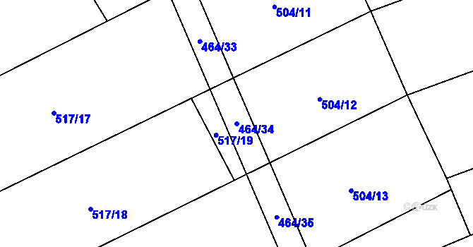 Parcela st. 464/34 v KÚ Klipec, Katastrální mapa