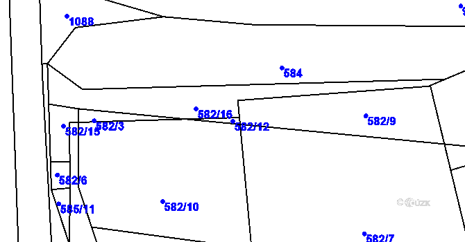 Parcela st. 582/12 v KÚ Klipec, Katastrální mapa