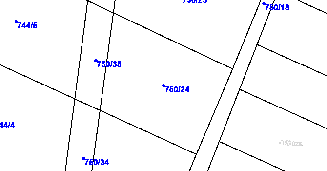 Parcela st. 750/24 v KÚ Klipec, Katastrální mapa