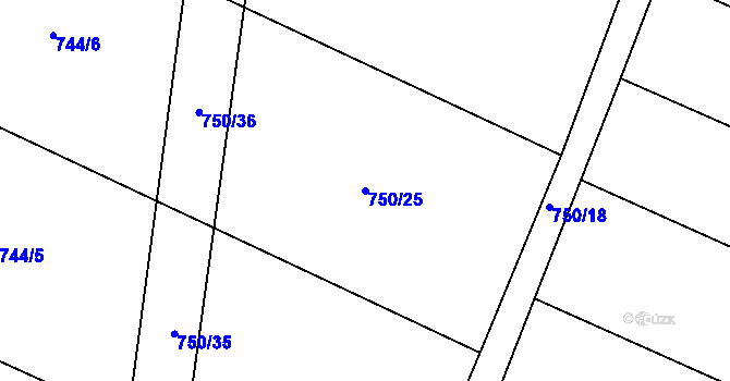 Parcela st. 750/25 v KÚ Klipec, Katastrální mapa