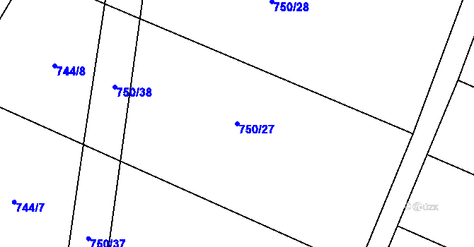 Parcela st. 750/27 v KÚ Klipec, Katastrální mapa