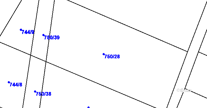 Parcela st. 750/28 v KÚ Klipec, Katastrální mapa