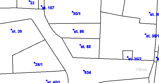 Parcela st. 85 v KÚ Pňov, Katastrální mapa