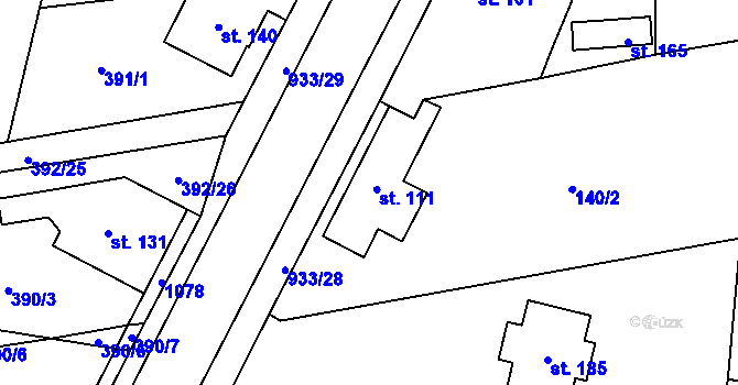 Parcela st. 111 v KÚ Pňov, Katastrální mapa