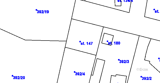 Parcela st. 147 v KÚ Pňov, Katastrální mapa