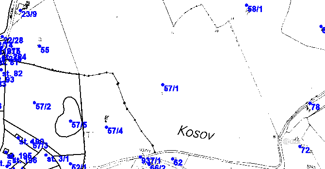 Parcela st. 57/1 v KÚ Pňov, Katastrální mapa