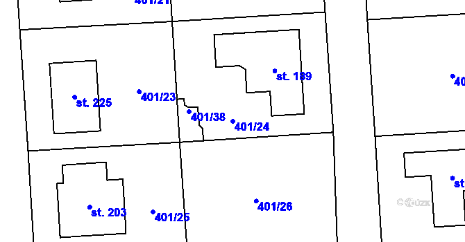 Parcela st. 401/24 v KÚ Pňov, Katastrální mapa