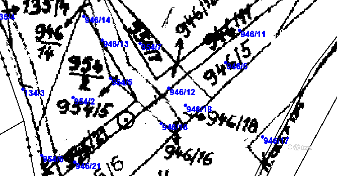 Parcela st. 946/12 v KÚ Pňov, Katastrální mapa