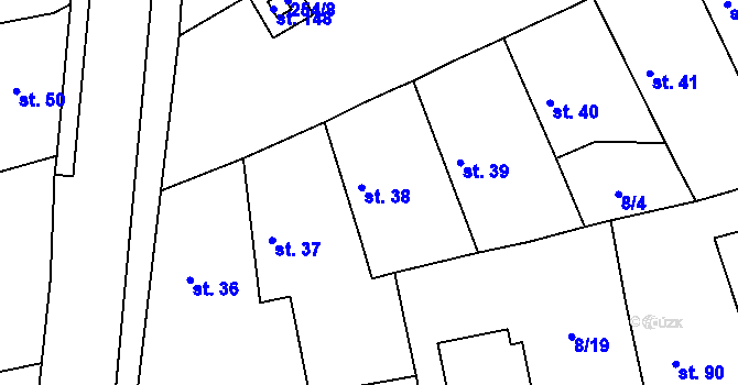 Parcela st. 38 v KÚ Předhradí, Katastrální mapa