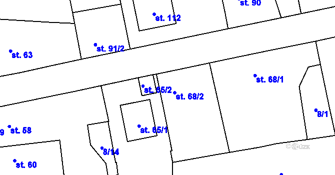 Parcela st. 68/2 v KÚ Předhradí, Katastrální mapa