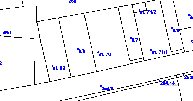 Parcela st. 70 v KÚ Předhradí, Katastrální mapa