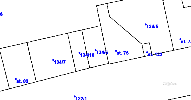 Parcela st. 134/6 v KÚ Předhradí, Katastrální mapa