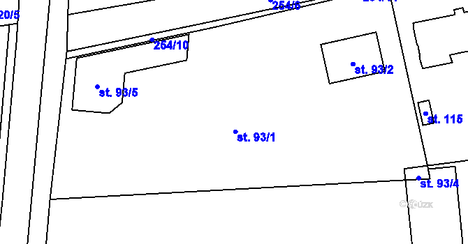 Parcela st. 93/1 v KÚ Předhradí, Katastrální mapa