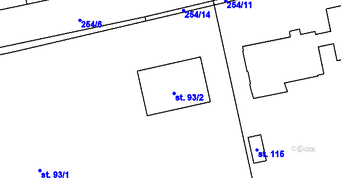 Parcela st. 93/2 v KÚ Předhradí, Katastrální mapa
