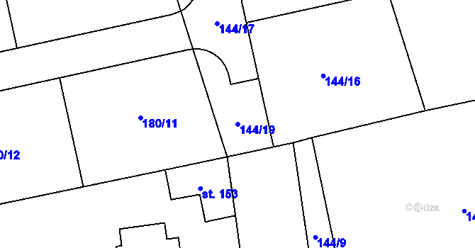 Parcela st. 144/19 v KÚ Předhradí, Katastrální mapa